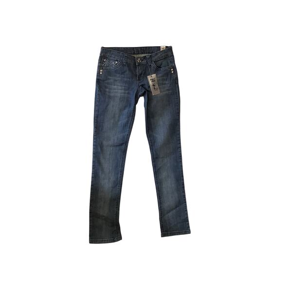 H & G Women's Size 7 Rhinestone Embellished Blue Jeans - Style 11778 - NWT 682 - Picture 1 of 13